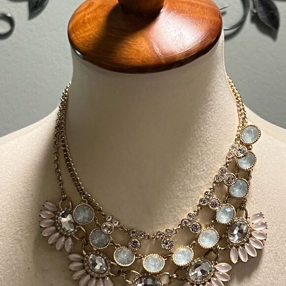 Elegant Gold and White Floral Necklace #PDNK2 - Picture 3 of 9